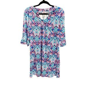 Top It Off Multi Quarter Sleeve U Neck Dress Size Large